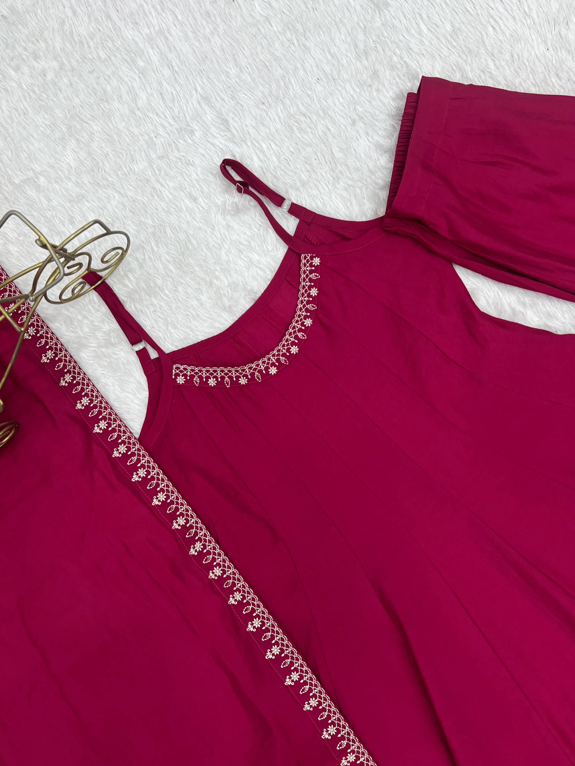 Rani Pink Sleeveless Anarkali Gown Set