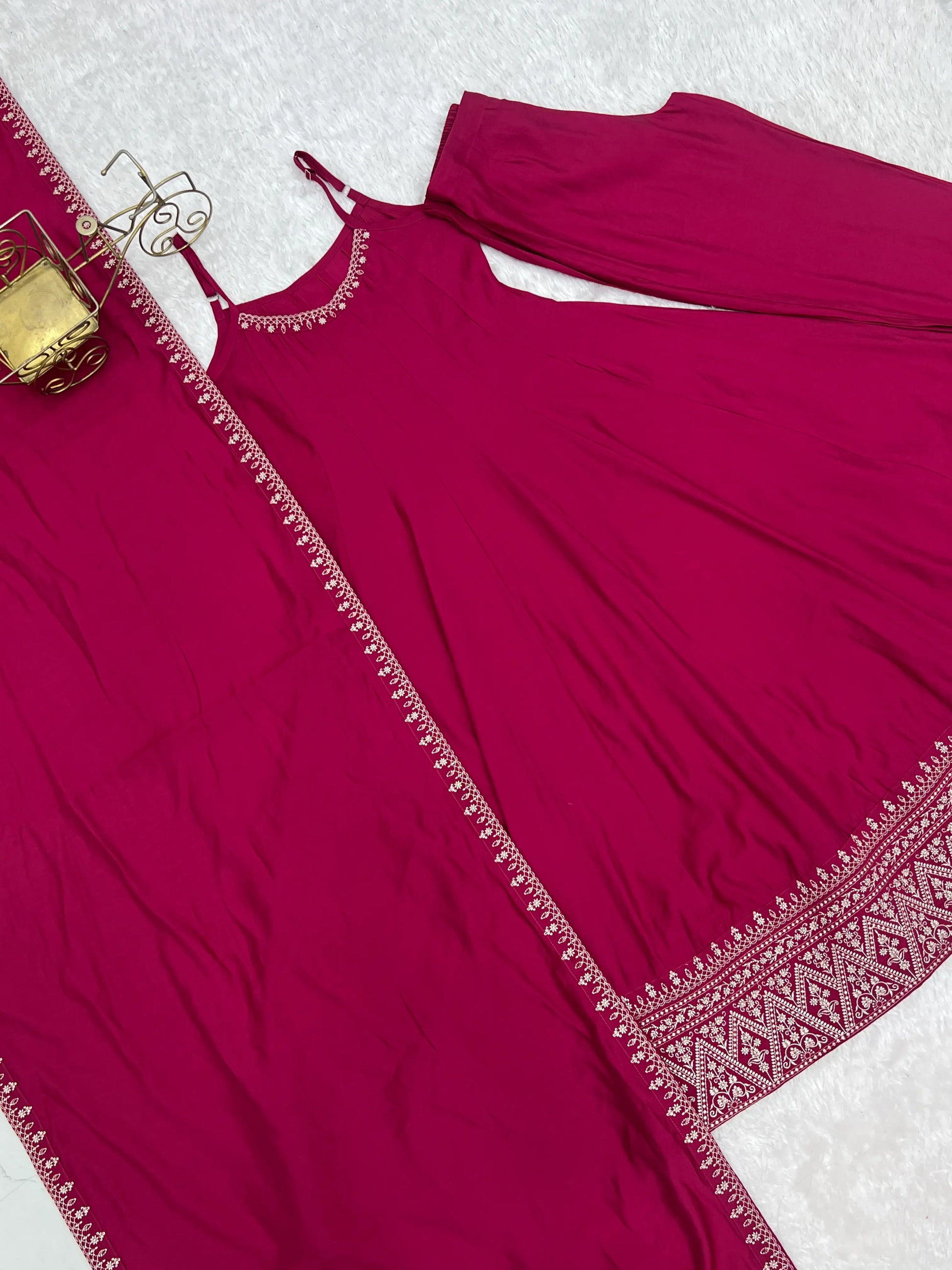 Rani Pink Sleeveless Anarkali Gown Set