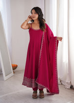 Rani Pink Sleeveless Anarkali Gown Set