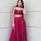 Rani Red Viscose Georgette Lehenga Set with Sequins Dori Work Blouse & Choker Dupatta