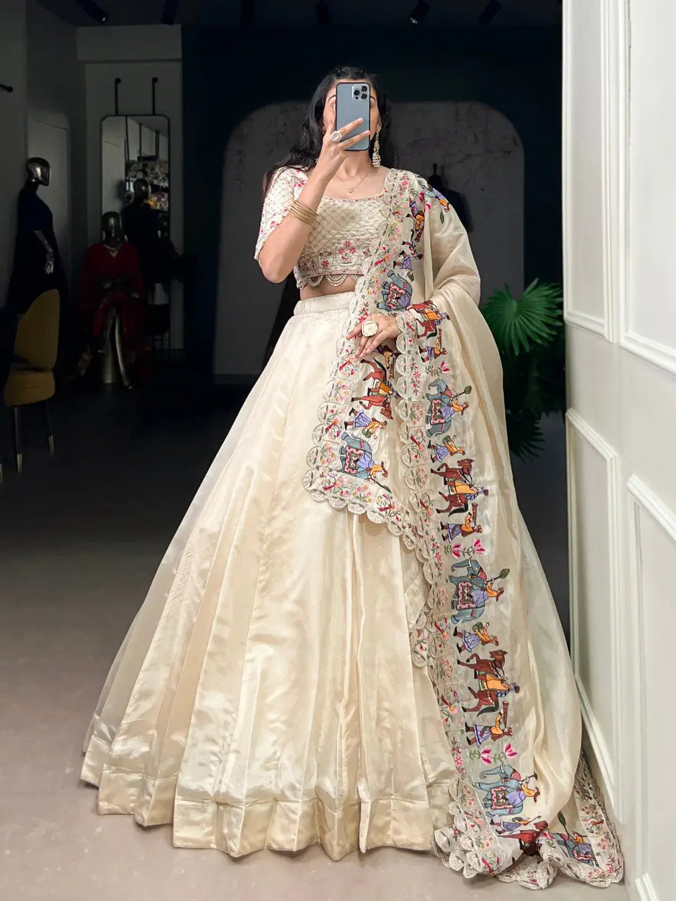 Raspberry Silk Embroidered Lehenga Choli Set