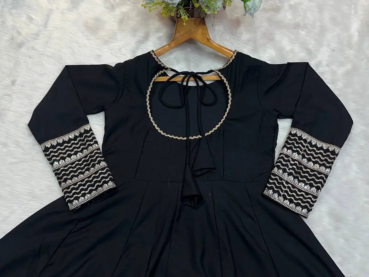 Rayon Cording Embroidered Gown Set with Dupatta