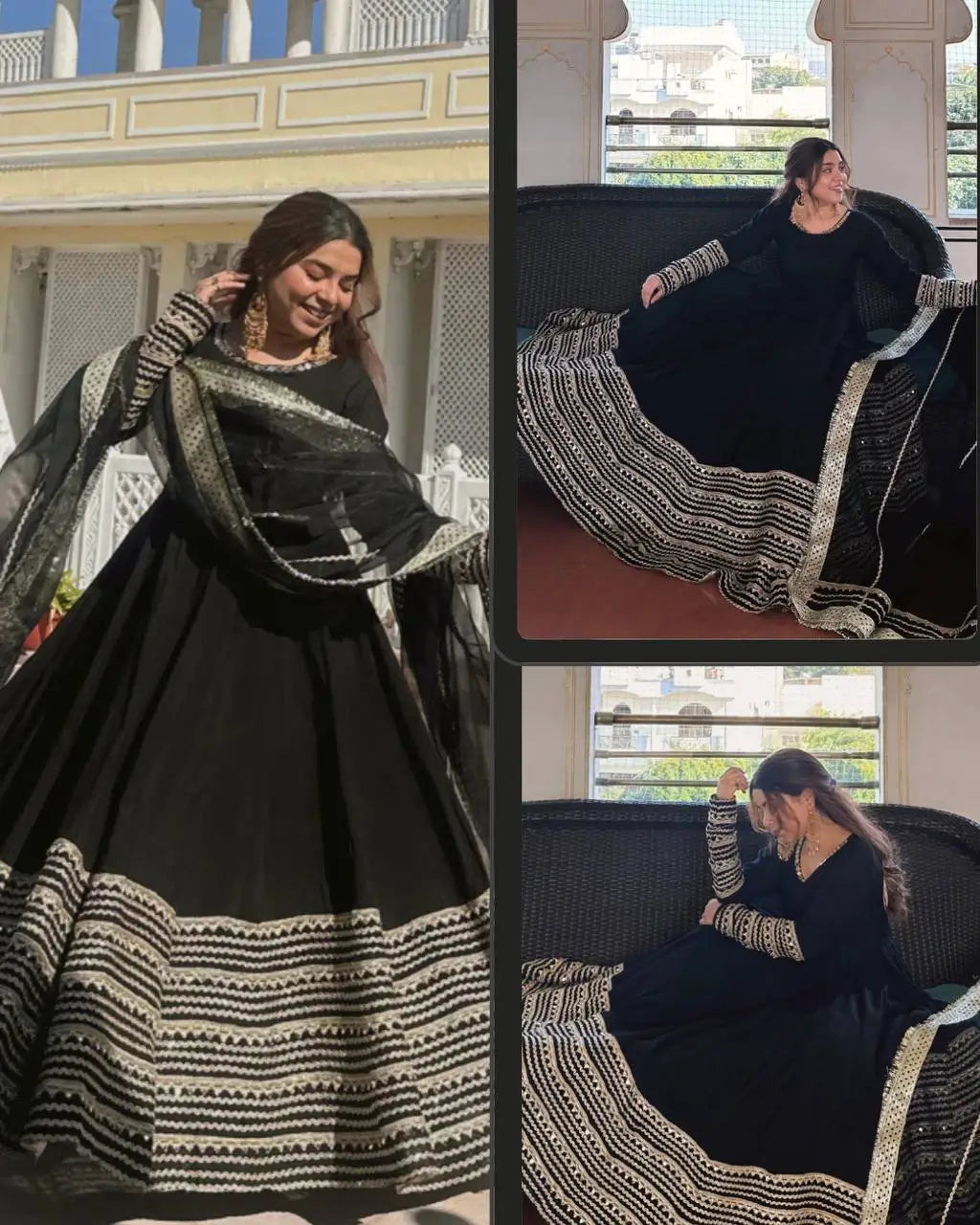 Rayon Cording Embroidered Gown Set with Dupatta