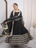 Rayon Cording Embroidered Gown Set with Dupatta