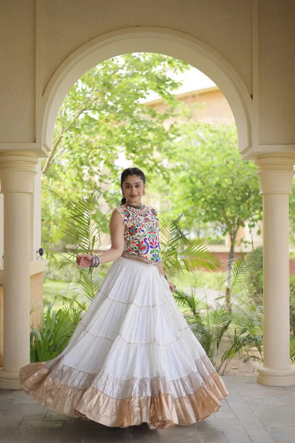 Rayon Kutchi Embroidered Lehenga Set