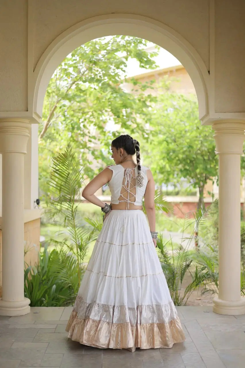 Rayon Kutchi Embroidered Lehenga Set