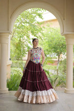 Rayon Kutchi Embroidered Lehenga Set