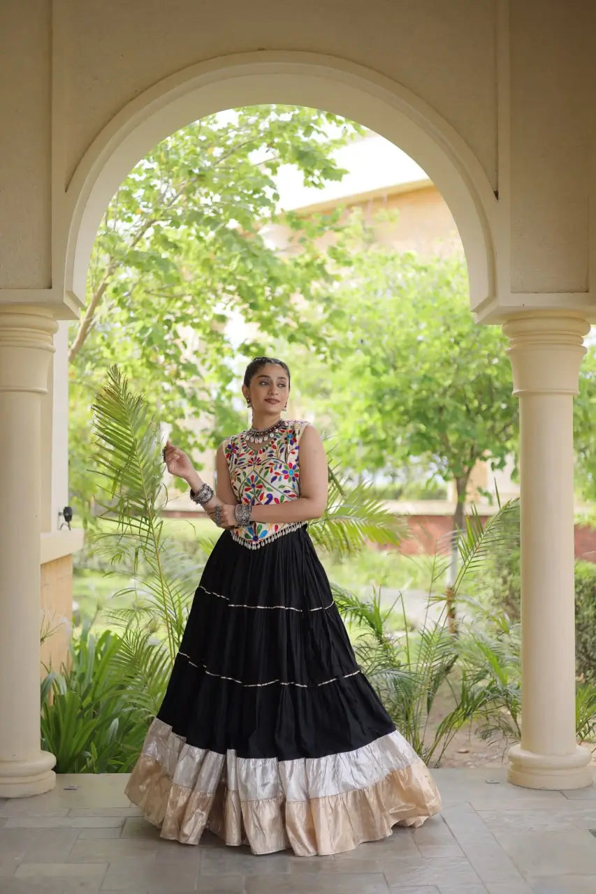 Rayon Kutchi Embroidered Lehenga Set