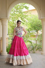 Rayon Kutchi Embroidered Lehenga Set