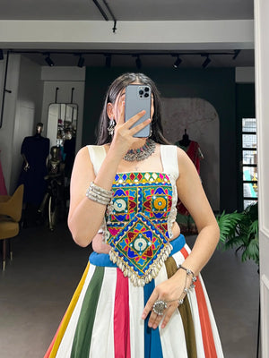 Rayon Mirror Gamthi Multicolor Lehenga Set