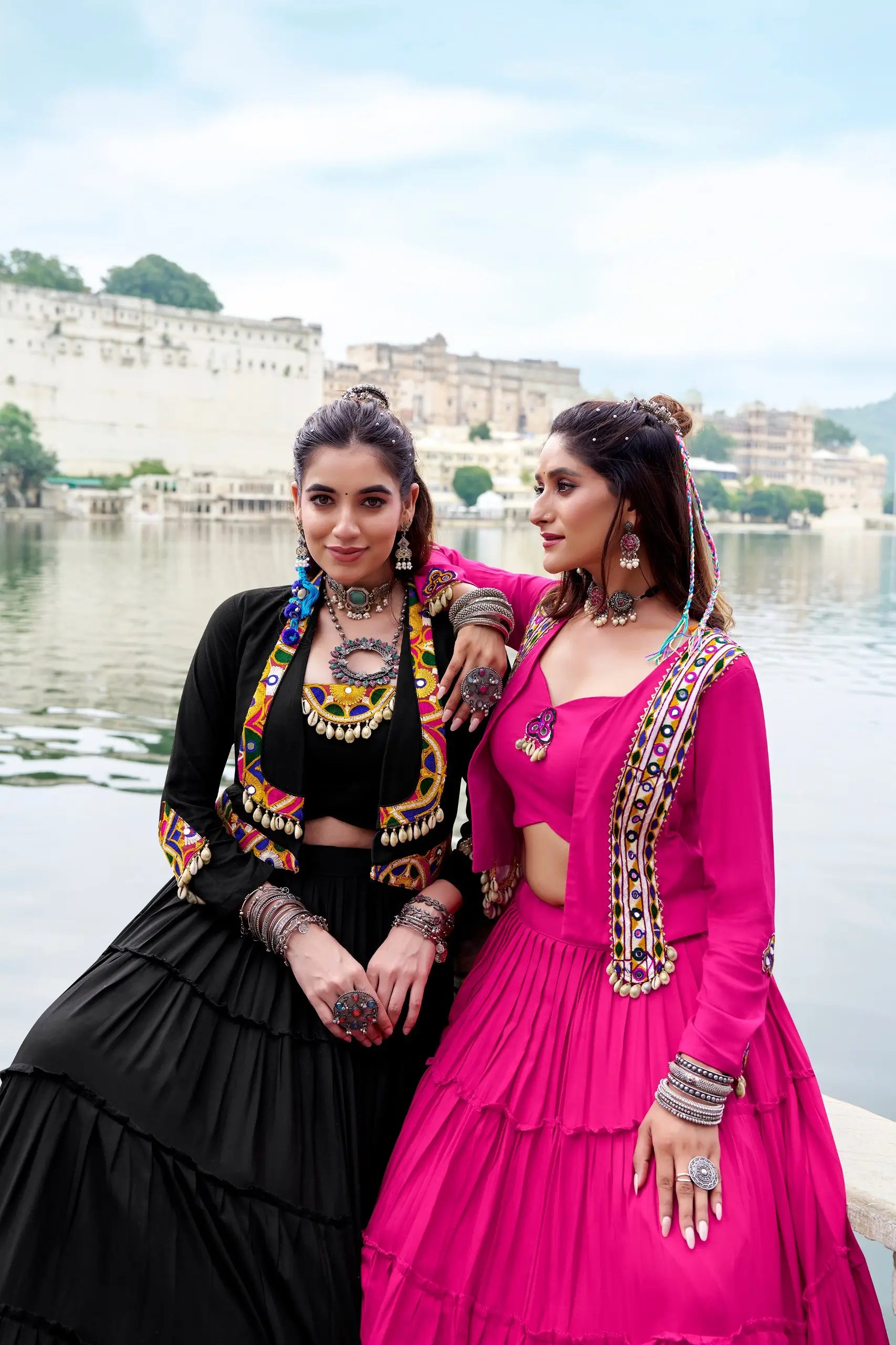 Rayon Mirror Gamthi Work Lehenga with Koti Set