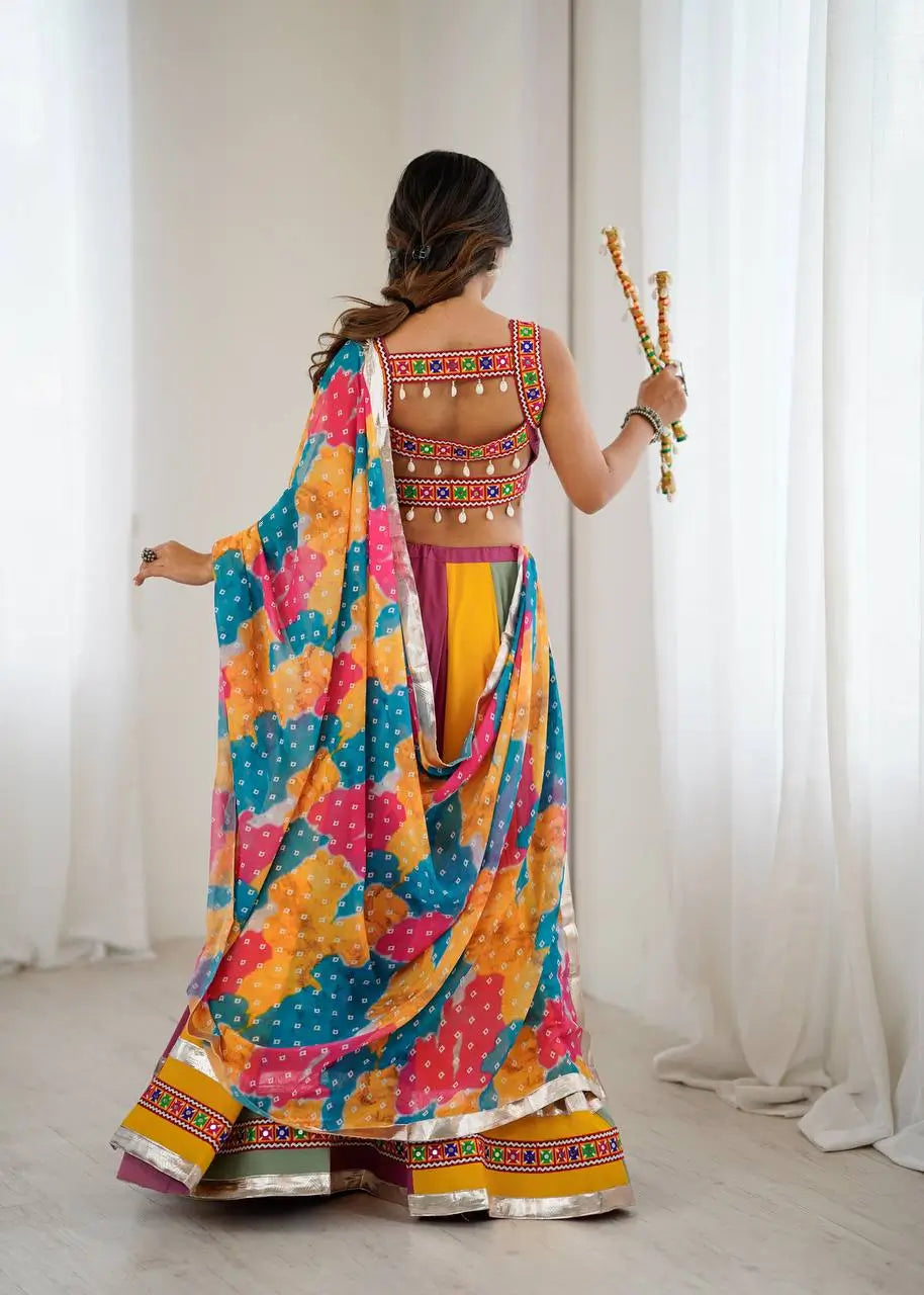 Rayon Mirror Work Lehenga Set with Dupatta