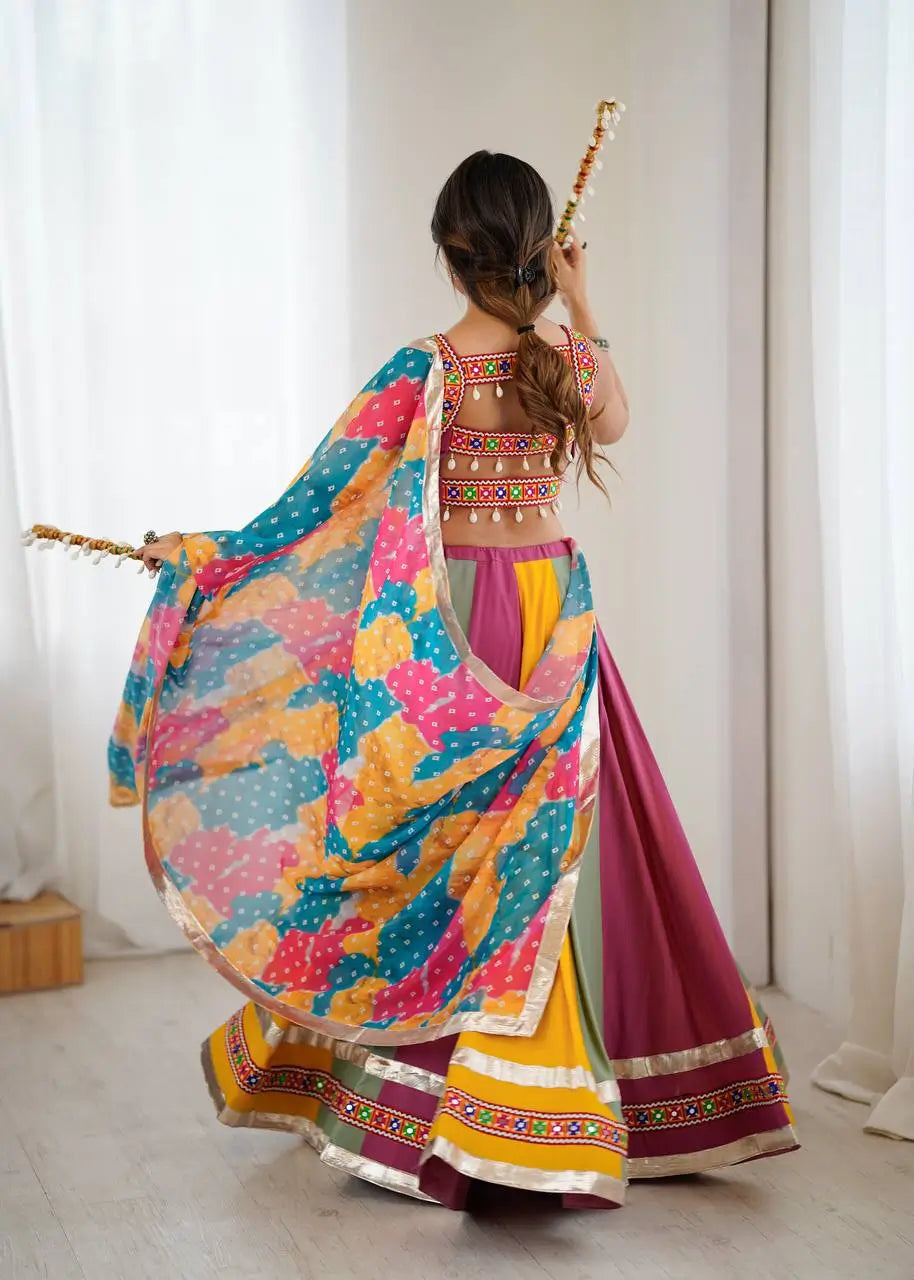 Rayon Mirror Work Lehenga Set with Dupatta