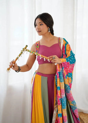 Rayon Mirror Work Lehenga Set with Dupatta