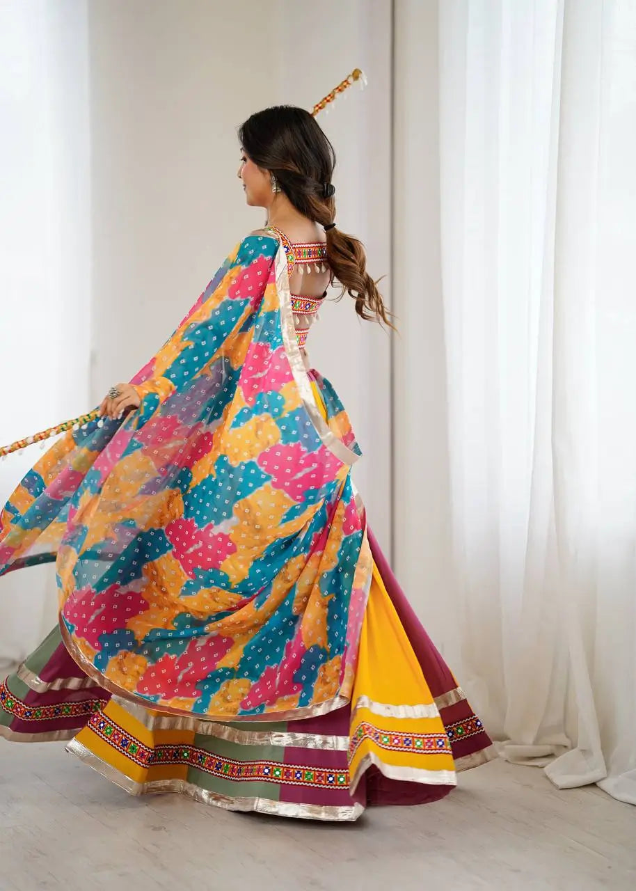 Rayon Mirror Work Lehenga Set with Dupatta