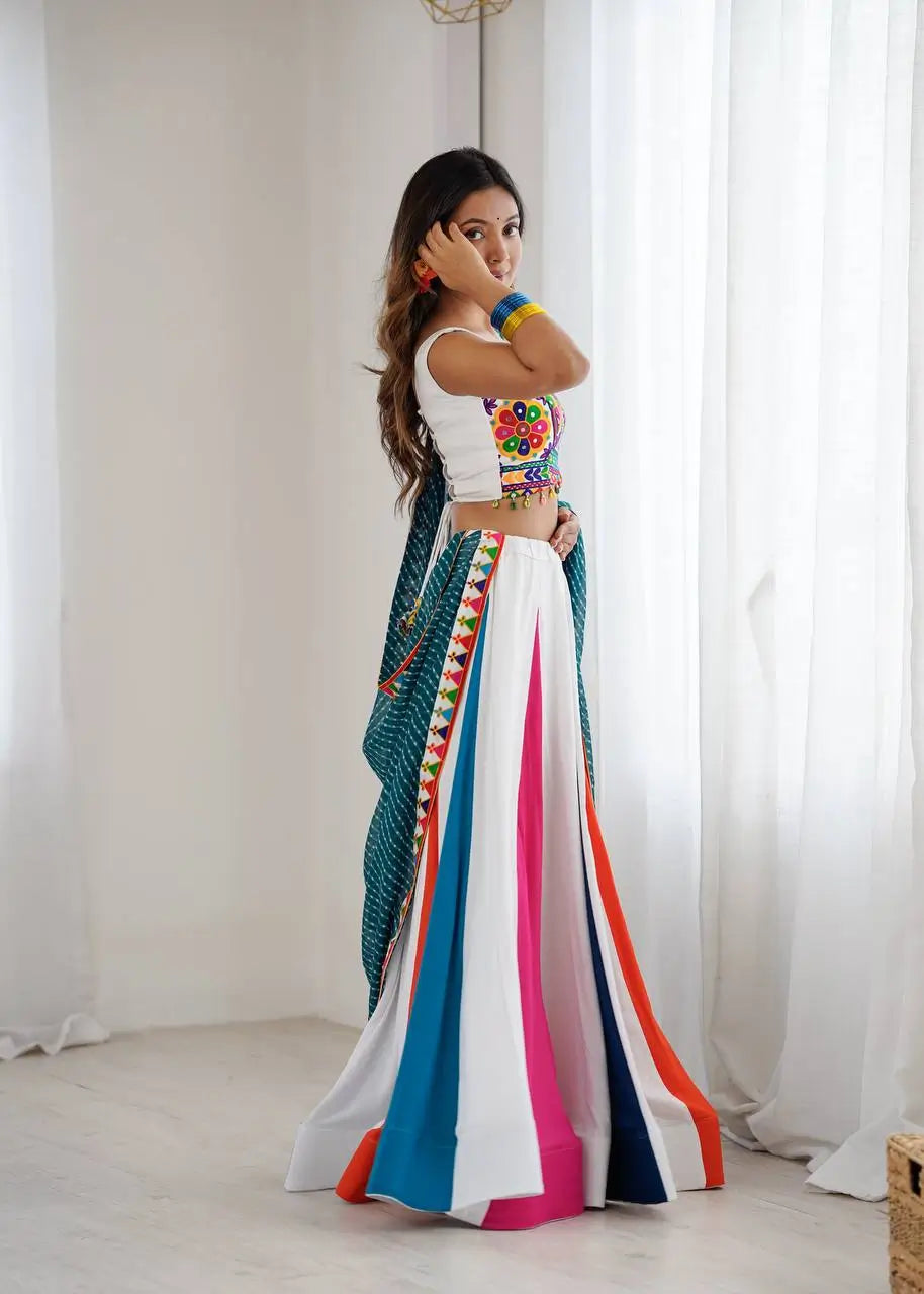 Rayon Mirror Work Lehenga Set with Dupatta