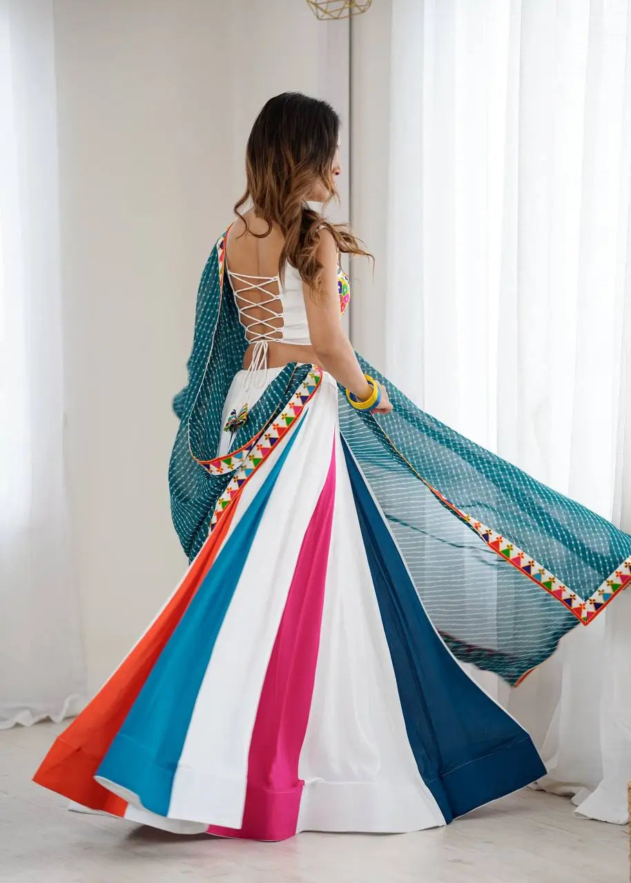Rayon Mirror Work Lehenga Set with Dupatta