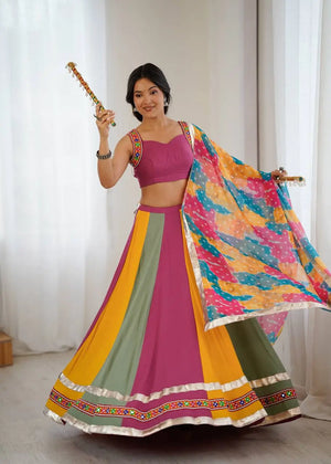 Rayon Mirror Work Lehenga Set with Dupatta