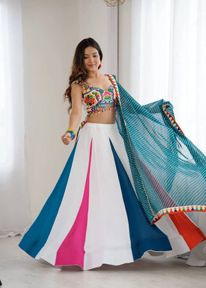 Rayon Mirror Work Lehenga Set with Dupatta