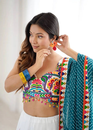 Rayon Multicolor Lehenga Set with Gamthi Mirror Work Blouse