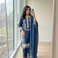 Rayon Satin Threadwork Suit