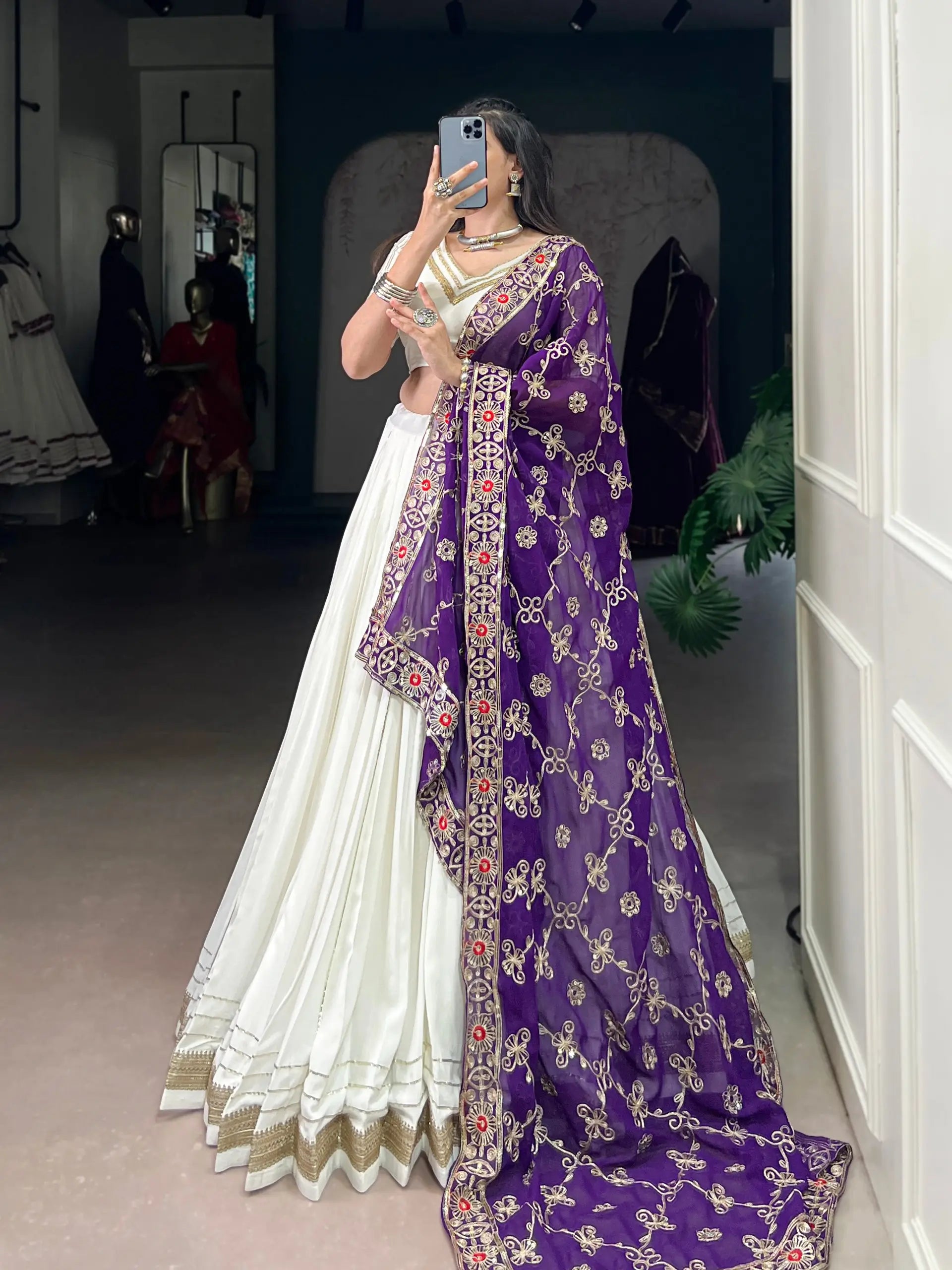 Rayon Zari Weaving Embroidered Lehenga Set