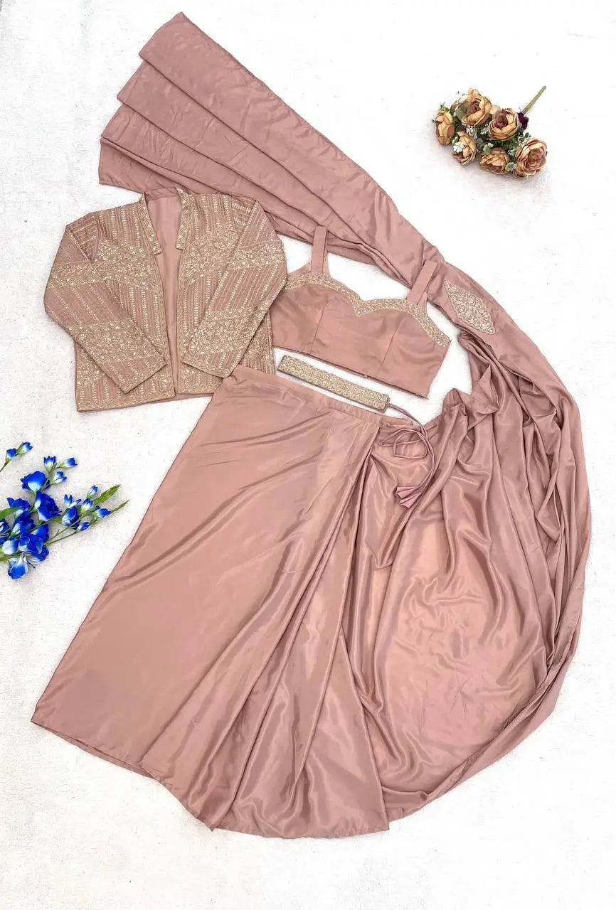 Ready To Wear Crep Silk Saree With Jacket