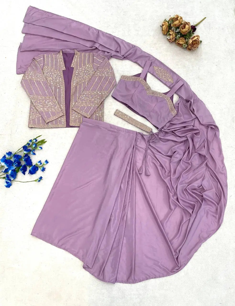 Ready To Wear Crep Silk Saree With Jacket