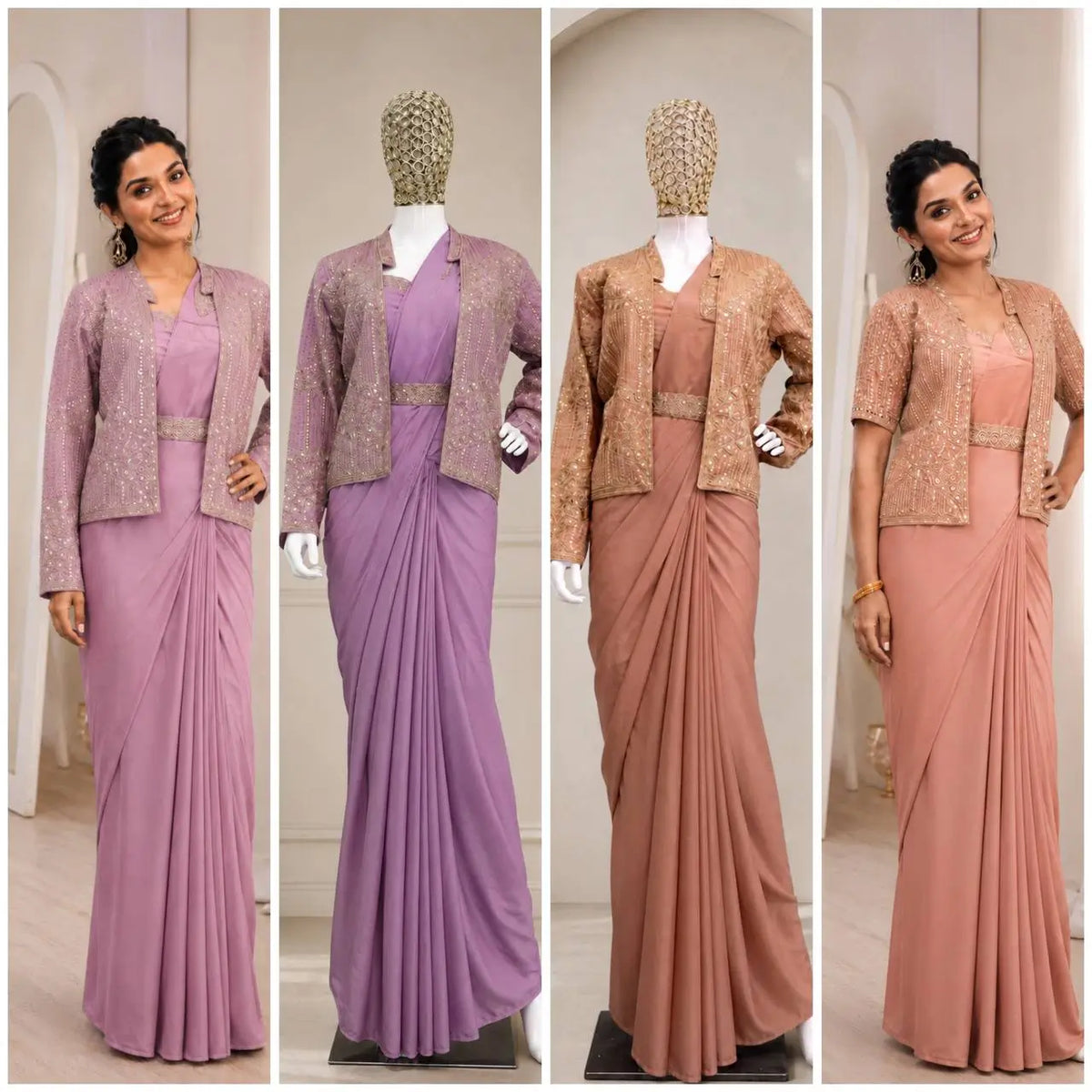 Ready To Wear Crep Silk Saree With Jacket