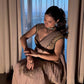 Ready to Wear Crushed Faux Georgette Mirror Work Saree for Wedding and Party Wear