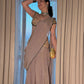Ready to Wear Crushed Faux Georgette Mirror Work Saree for Wedding and Party Wear