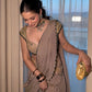Ready to Wear Crushed Faux Georgette Mirror Work Saree for Wedding and Party Wear