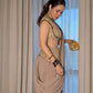 Ready to Wear Crushed Faux Georgette Mirror Work Saree for Wedding and Party Wear