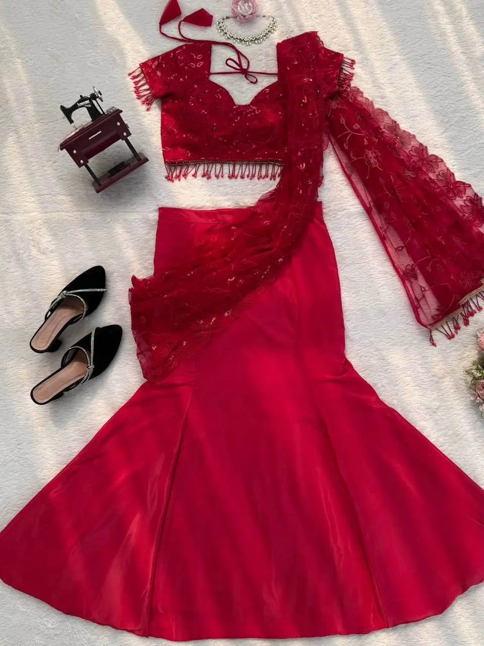 Ready to Wear Embroidered Lehenga Saree for Wedding and Festive Functions