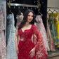 Red Beaded Lace Ready To Wear Saree