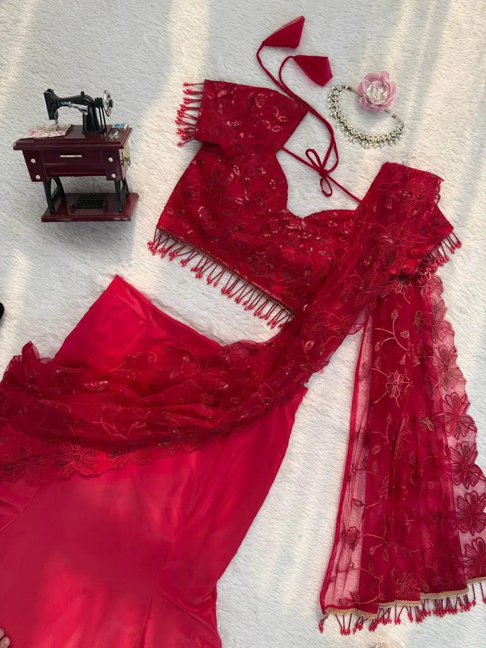 Ready to Wear Embroidered Lehenga Saree for Wedding and Festive Functions