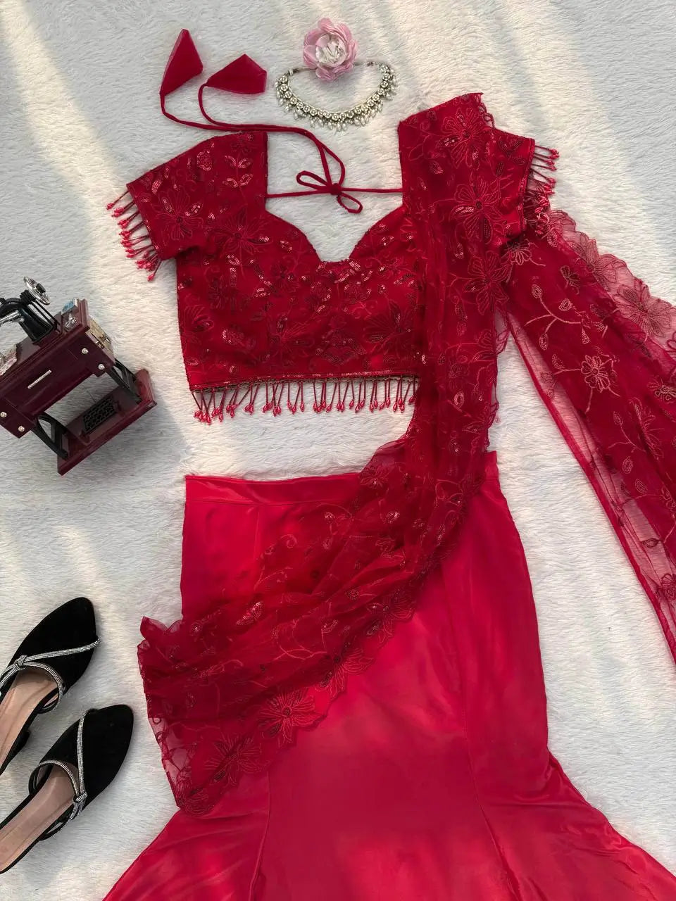 Ready to Wear Embroidered Lehenga Saree for Wedding and Festive Functions