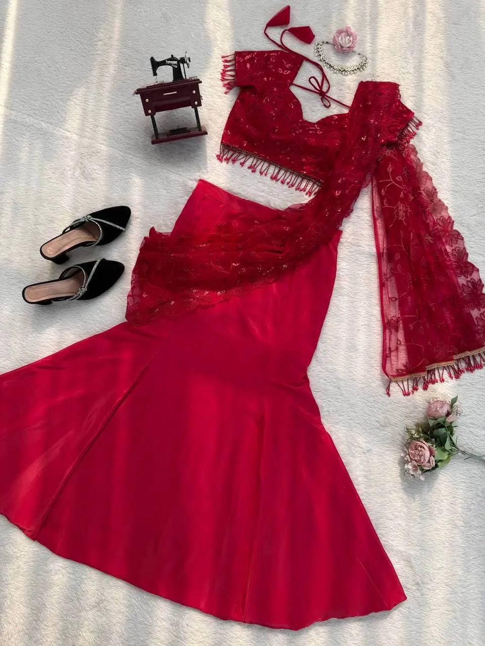 Ready to Wear Embroidered Lehenga Saree for Wedding and Festive Functions