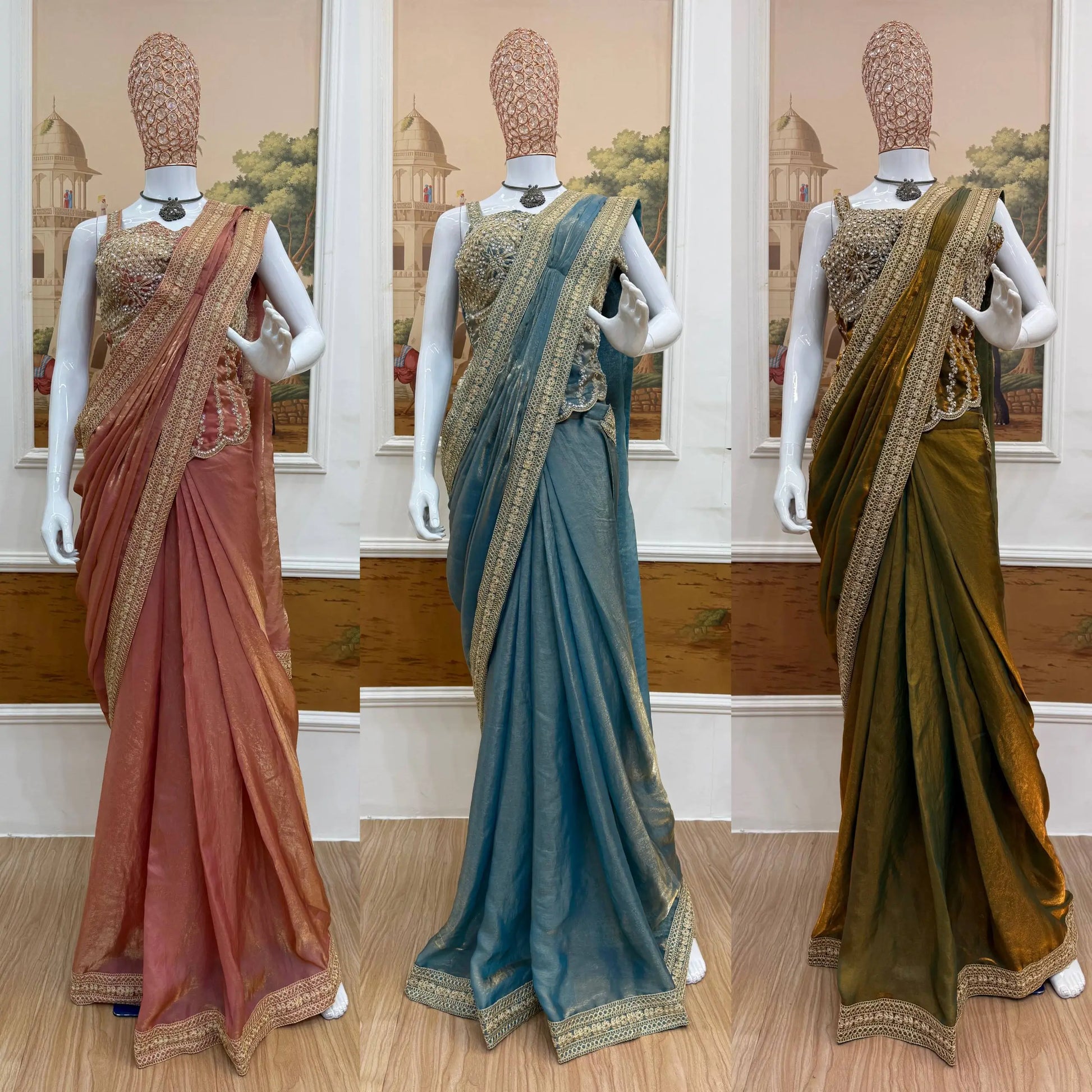 Ready to Wear Fandy Satin Saree with Embroidered Blouse