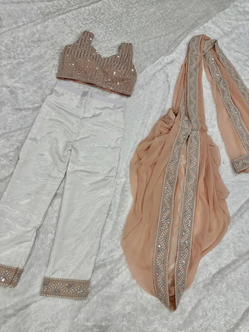 Ready to Wear Pre Stitched Saree with Pant for Festive and Party Wear