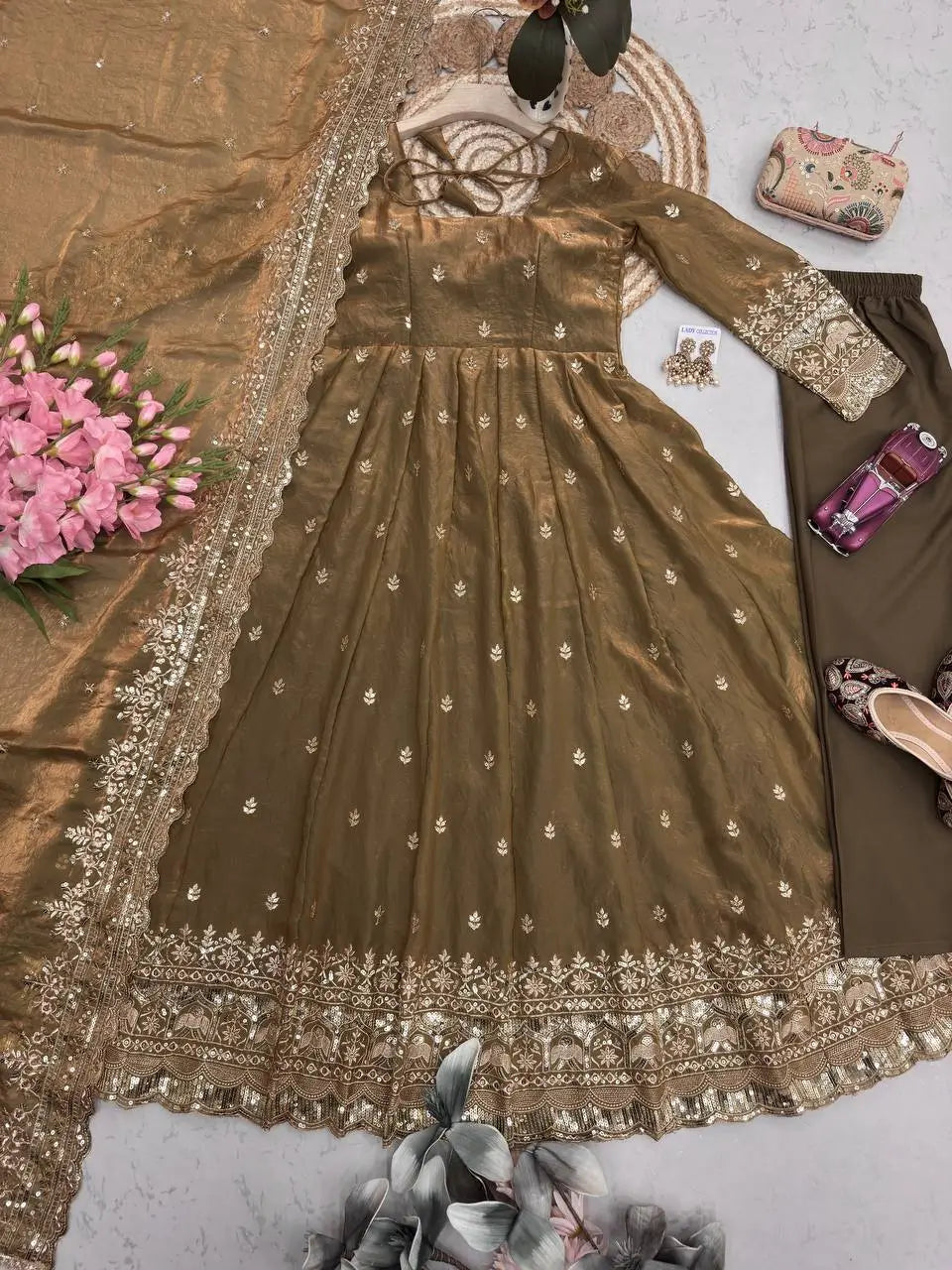 Ready to Wear Two Tone Anarkali Gown Set