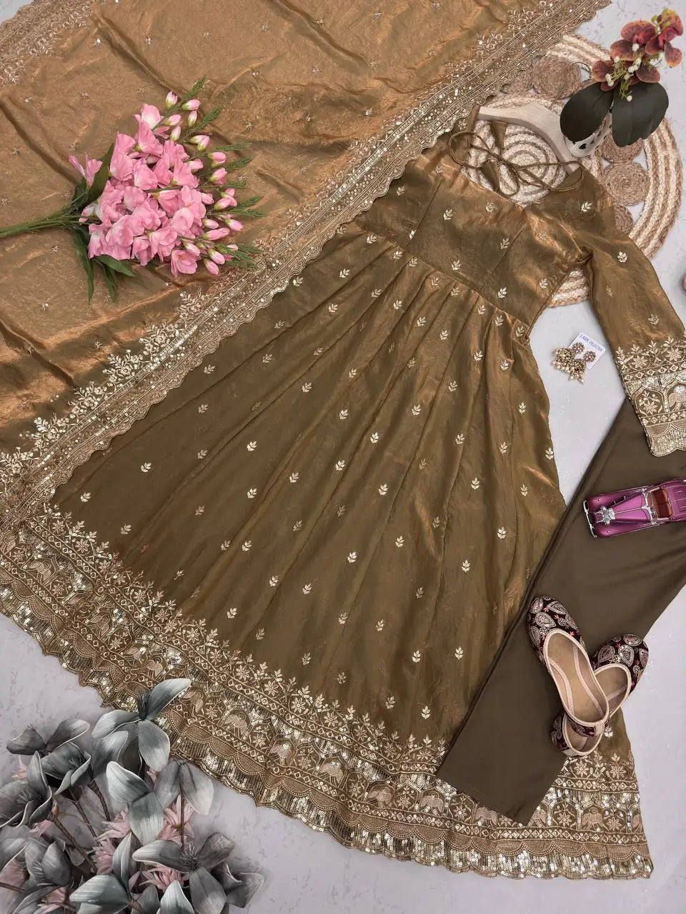 Ready to Wear Two Tone Anarkali Gown Set