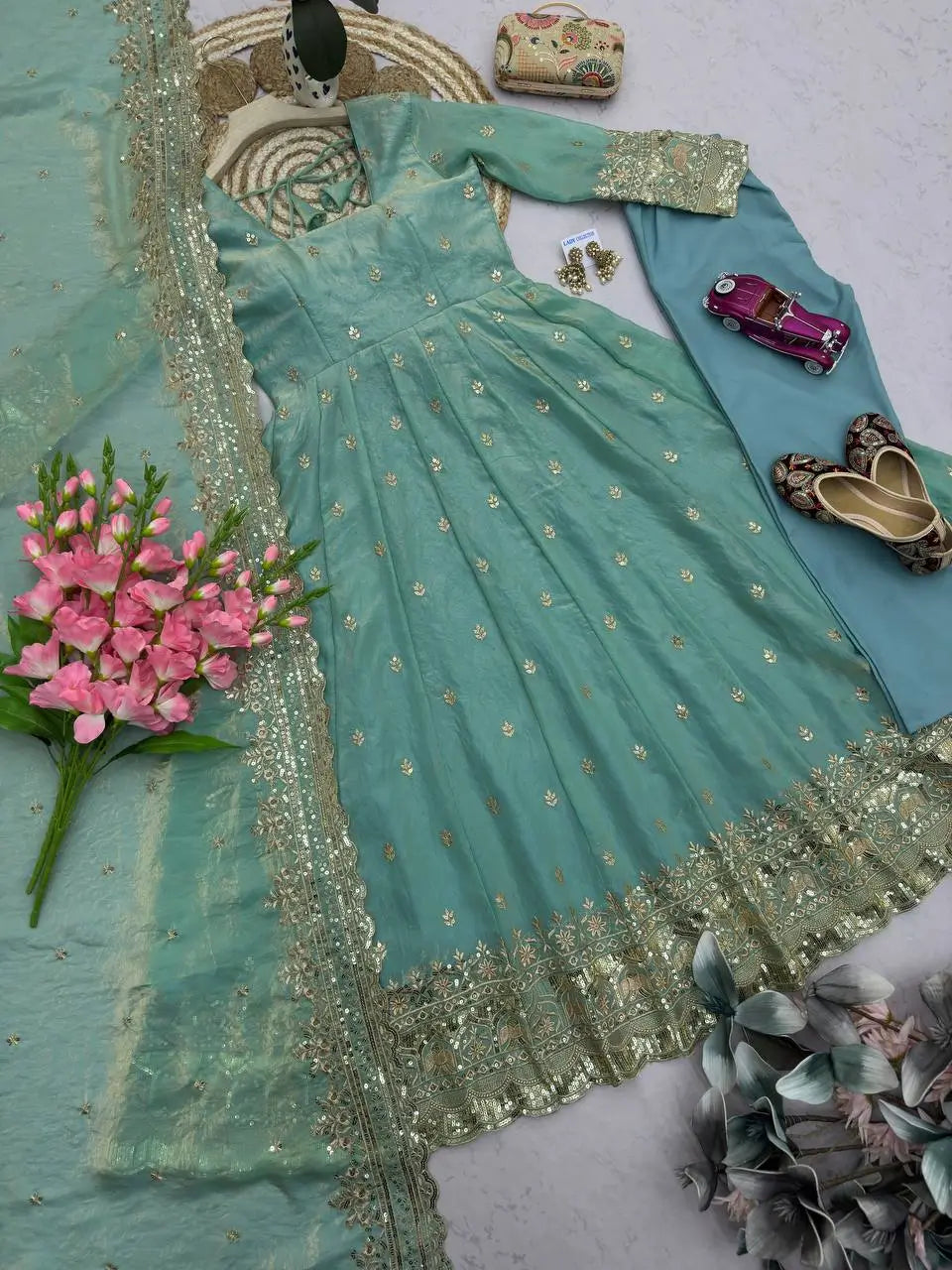 Ready to Wear Two Tone Anarkali Gown Set