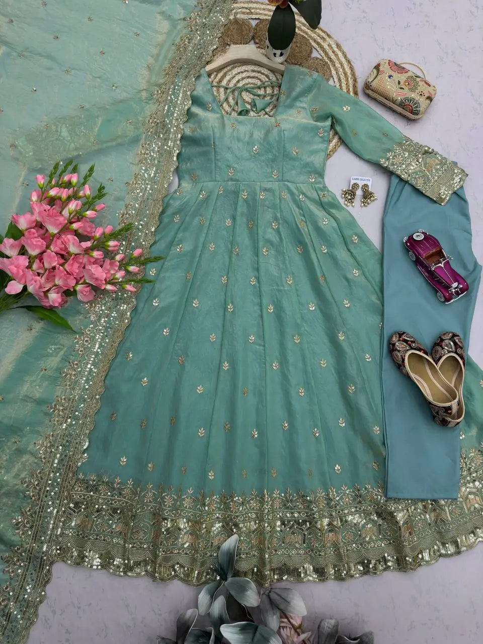 Ready to Wear Two Tone Anarkali Gown Set