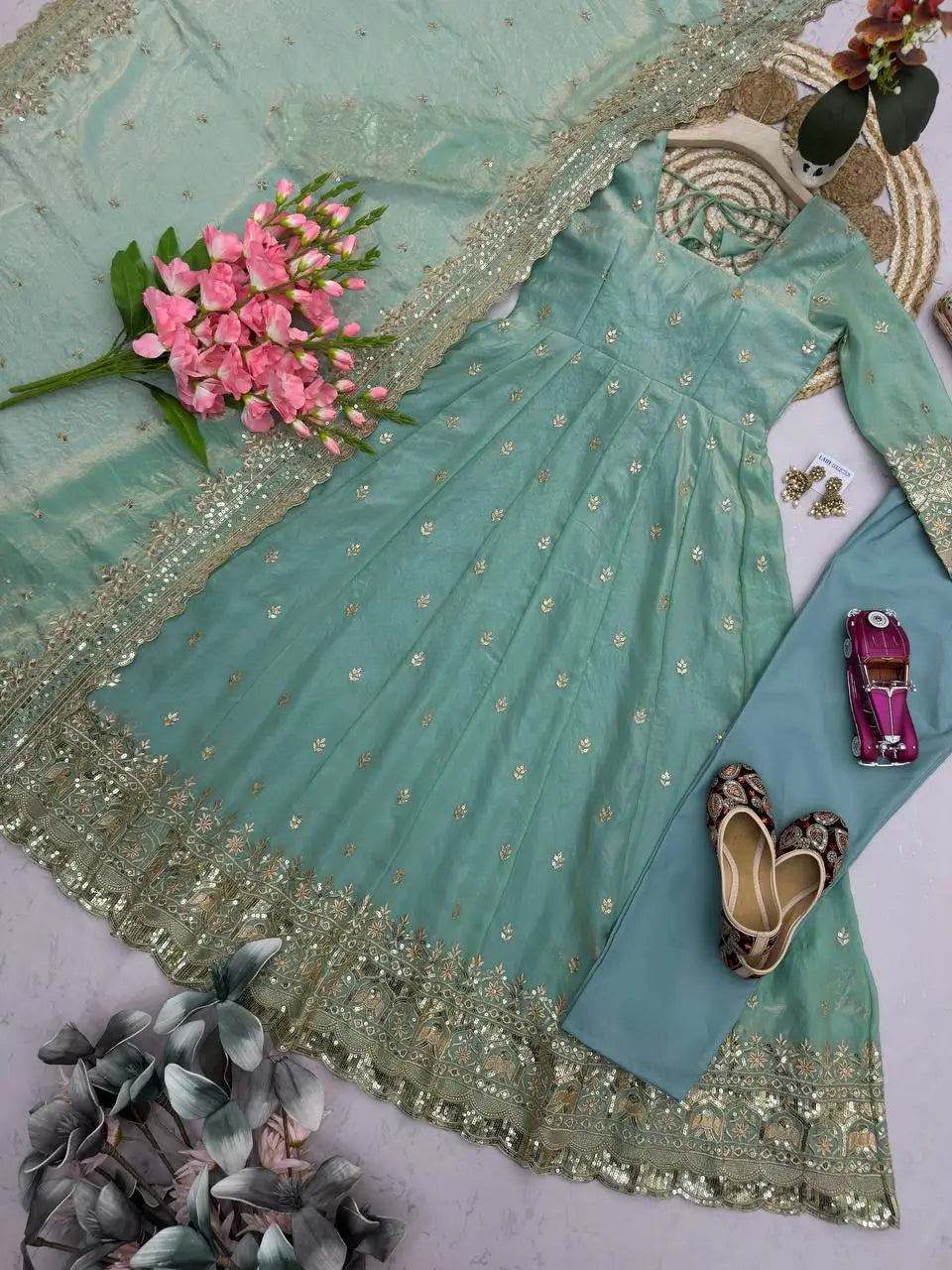 Ready to Wear Two Tone Anarkali Gown Set