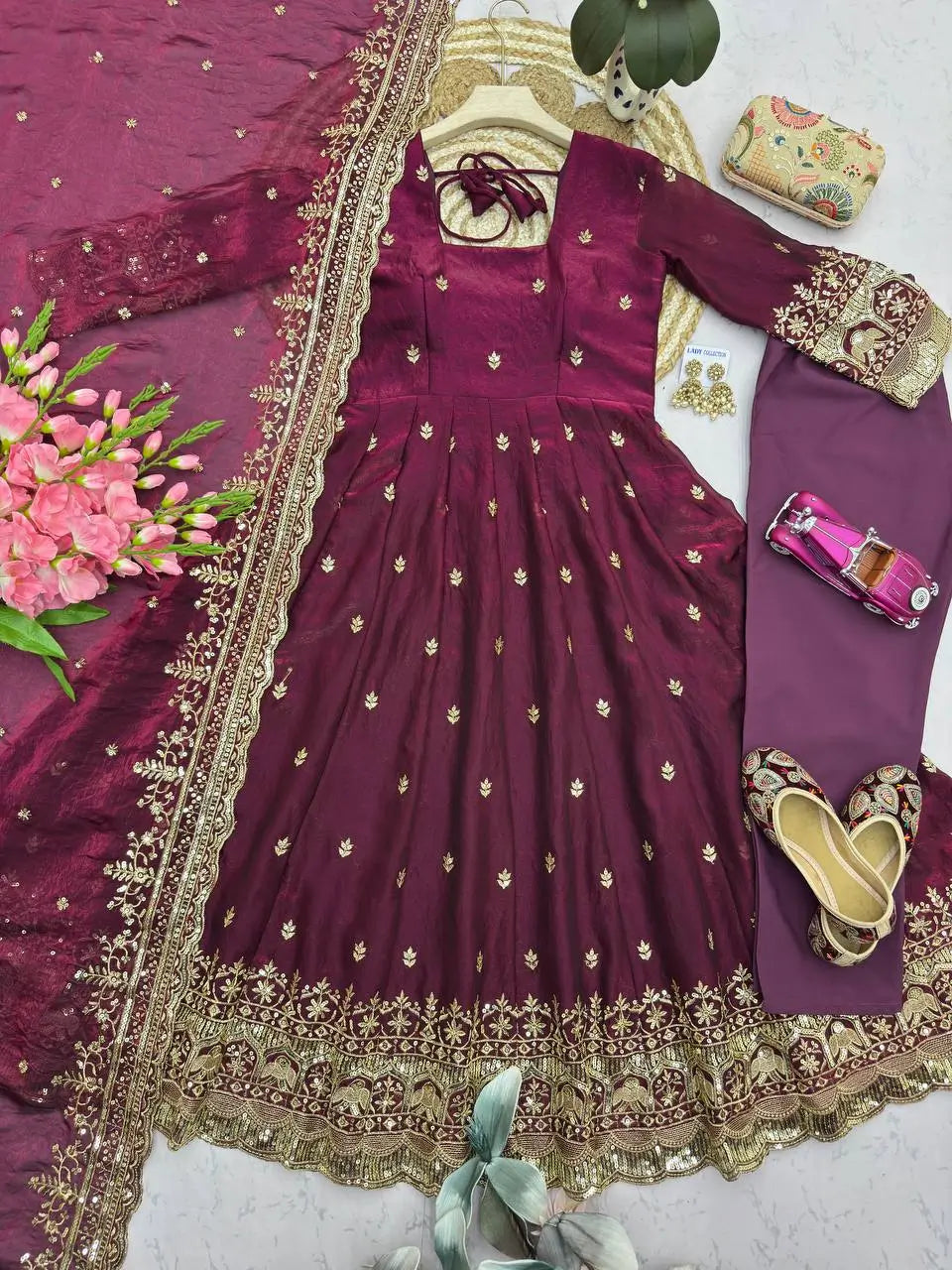 Ready to Wear Two Tone Anarkali Gown Set