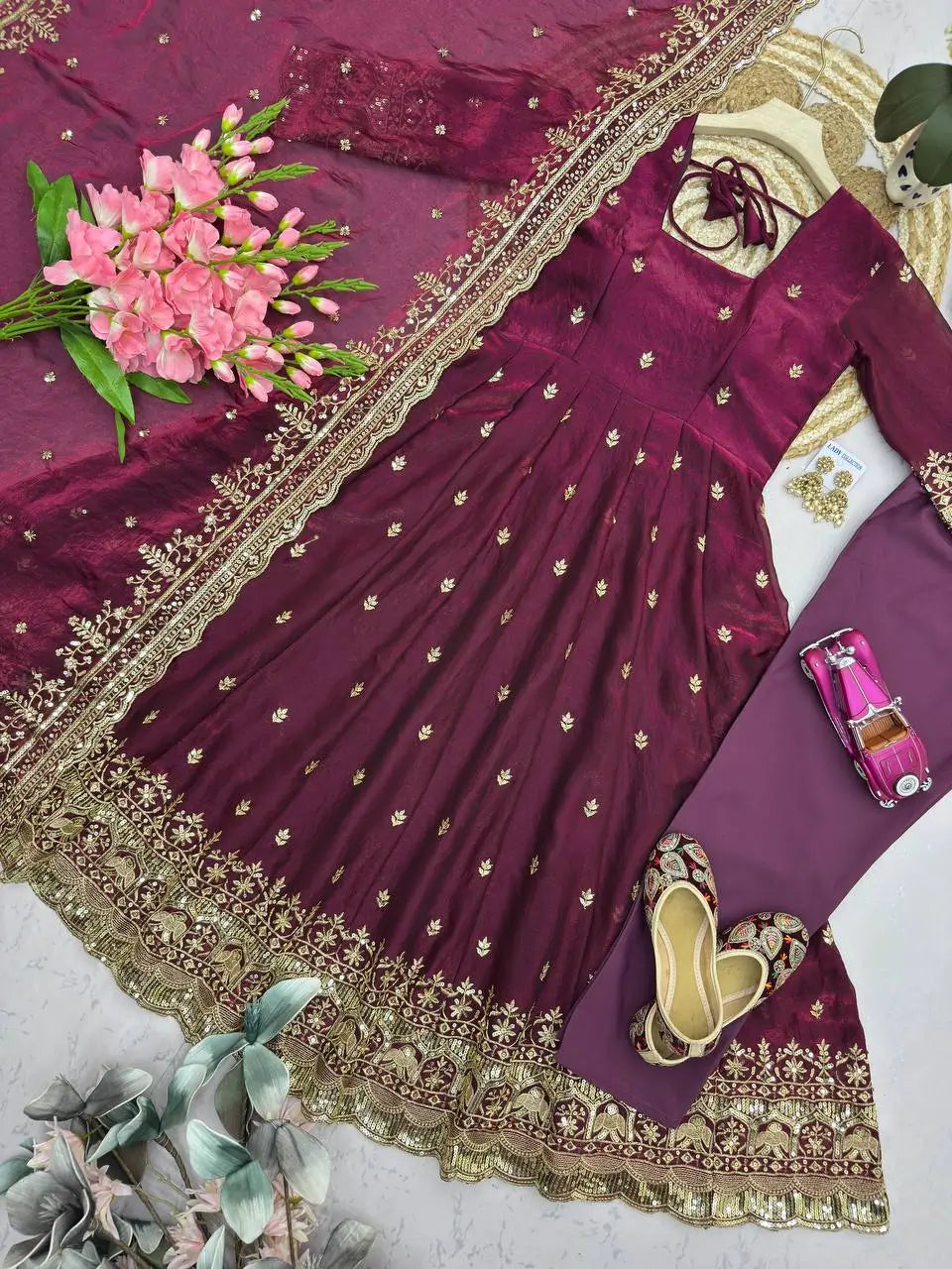 Ready to Wear Two Tone Anarkali Gown Set