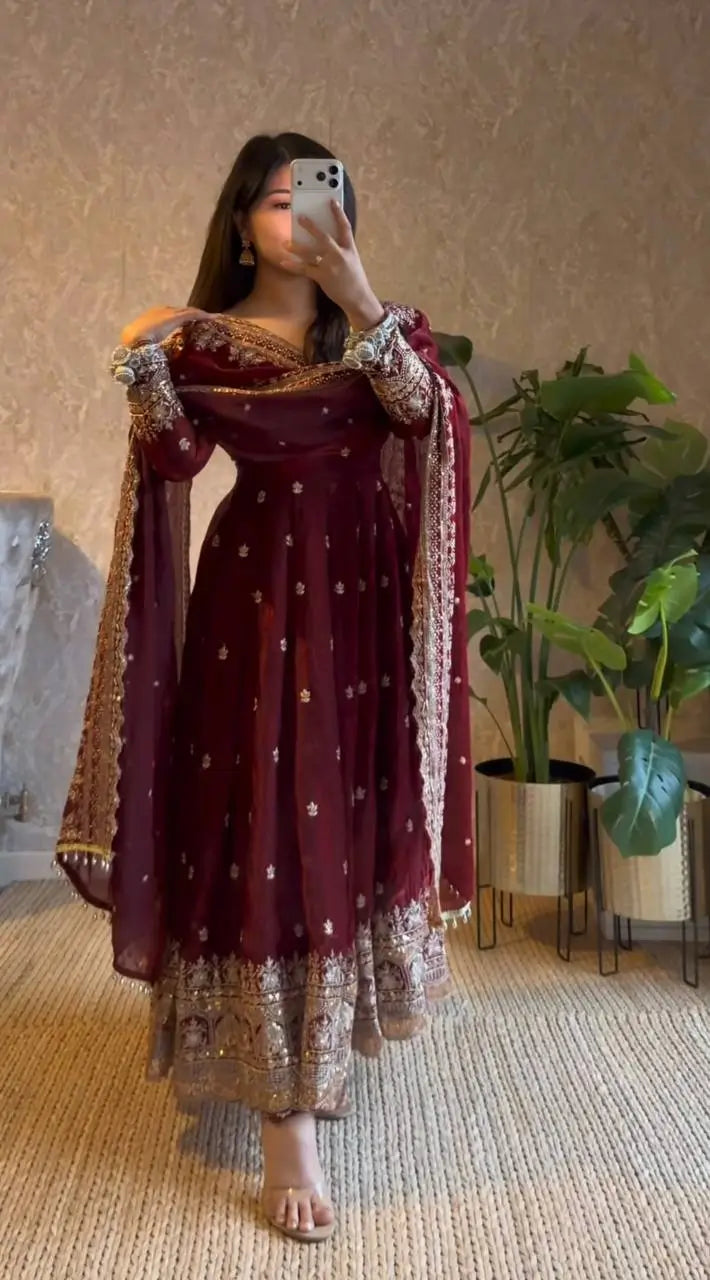 Ready to Wear Two Tone Anarkali Gown Set