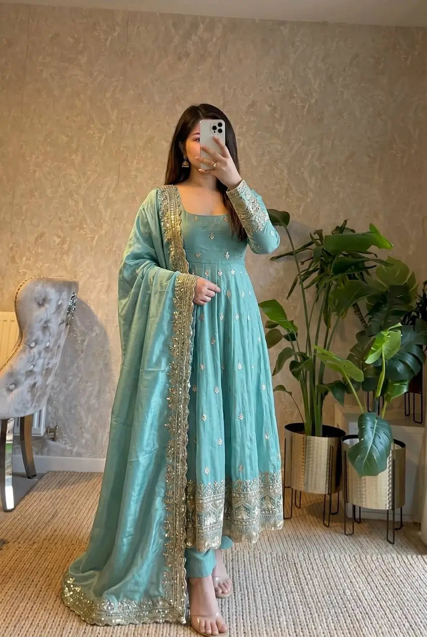 Ready to Wear Two Tone Anarkali Gown Set