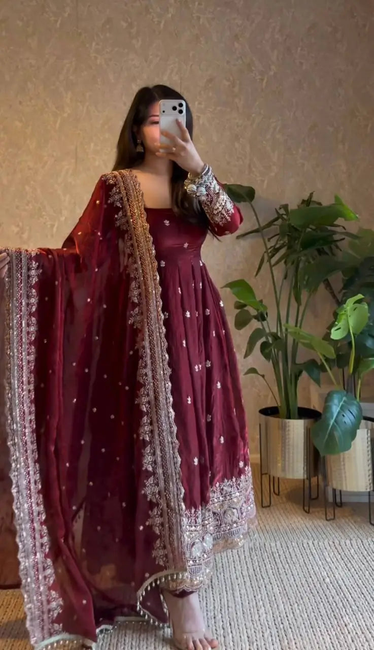 Ready to Wear Two Tone Anarkali Gown Set